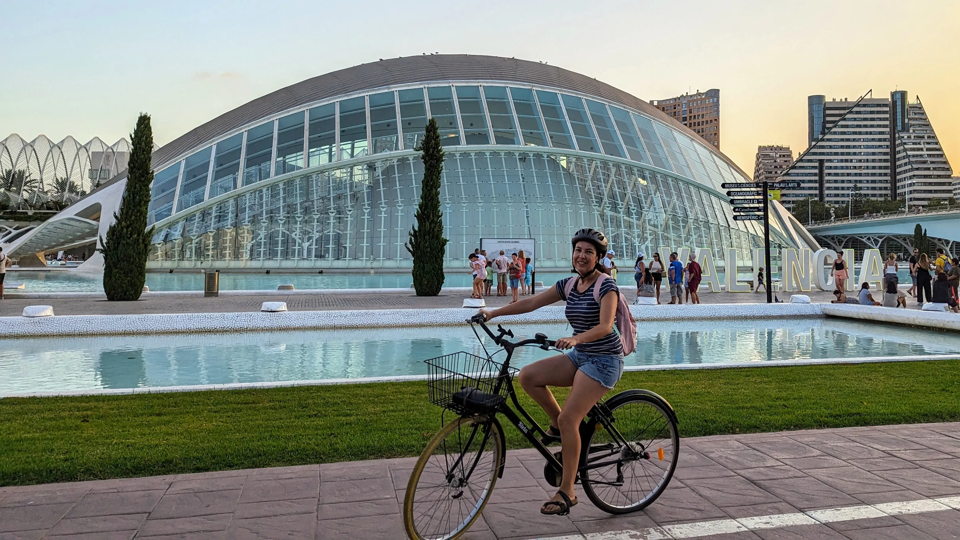 Cycling in Valencia by the City of Arts and Sciences.